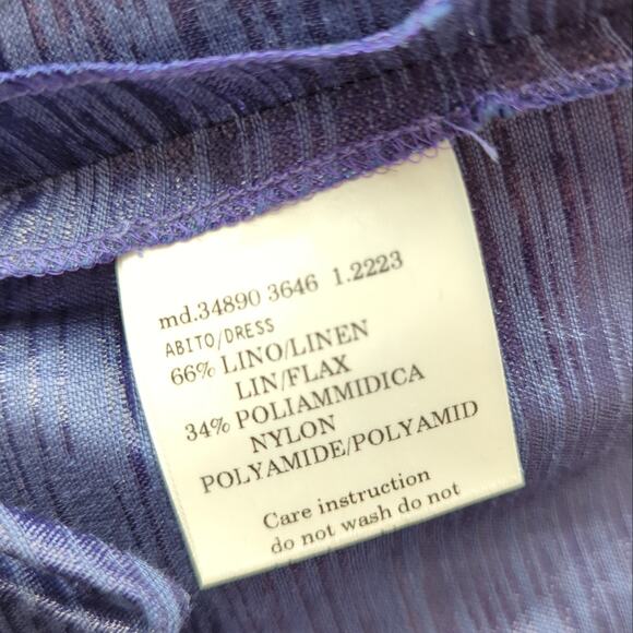 VTG Gai Mattiolo Couture Womens 90s Blue Shiny Slip Dress Linen Italy Size 12 - Picture 8 of 10